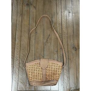 Vintage Rattan & Genuine Leather Made in India Women Shoulder Bag